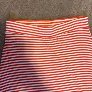 J Crew orange and white stripped maxi skirt